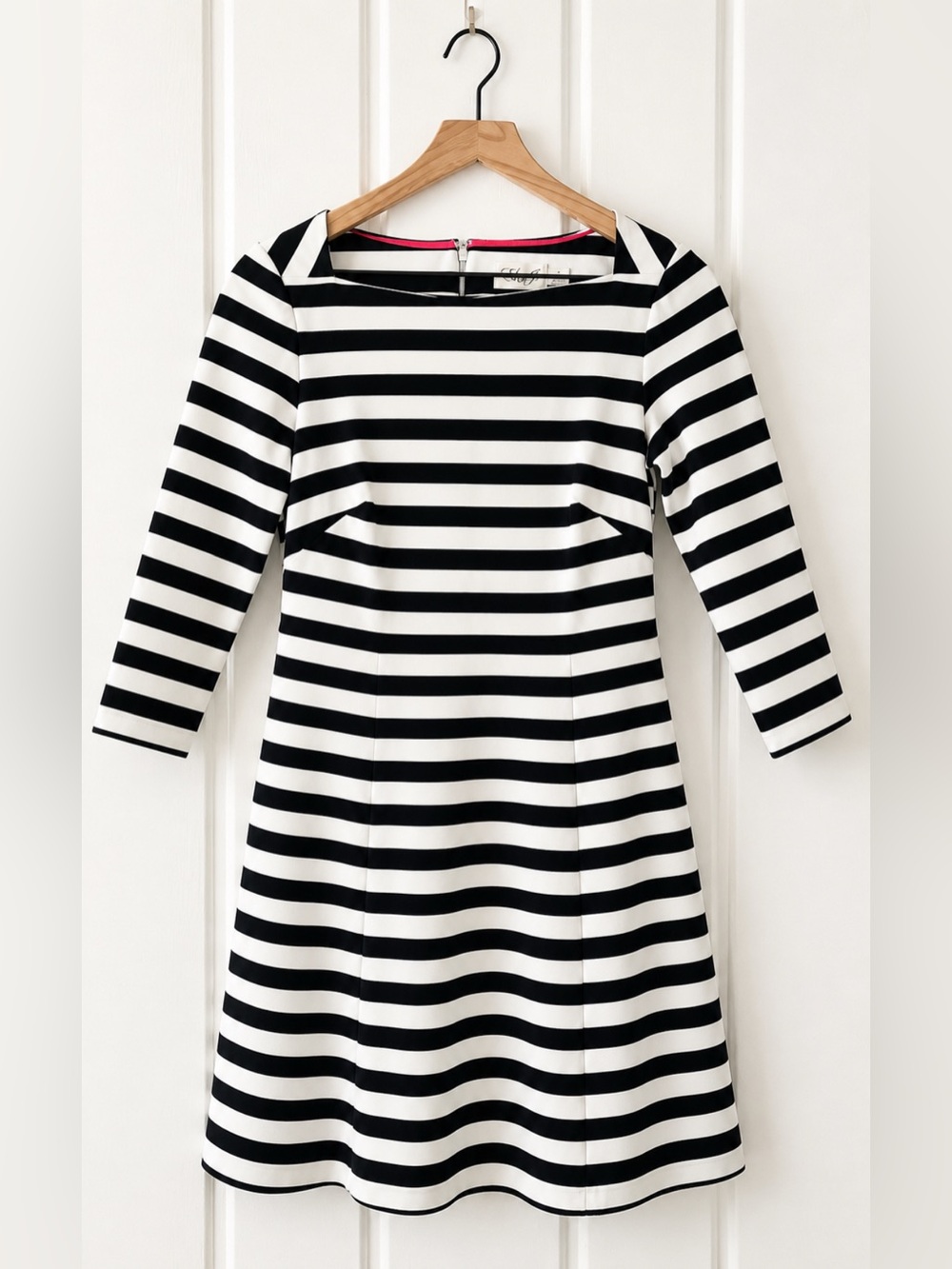 Eliza J Striped Boatneck Sheath Dress Size 6 Pink Trim!
